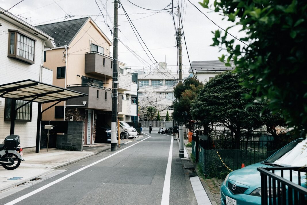 A quiet residential street in a Tokyo neighborhood
